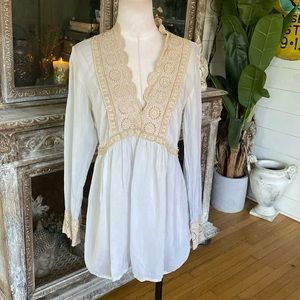 JOHNNY WAS SHEER LONG SLEEVE TOP MEDIUM EXCELLENT